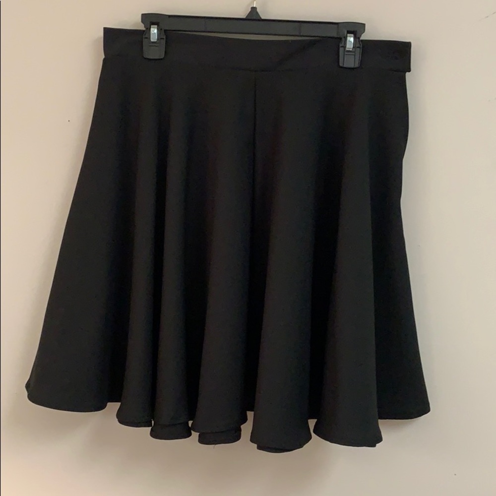 Black Midi Skirt with Side Zipper and Button